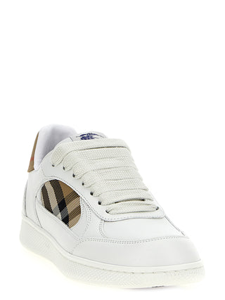 Beige Leather Low Top Sneakers