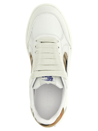 Beige Leather Low Top Sneakers