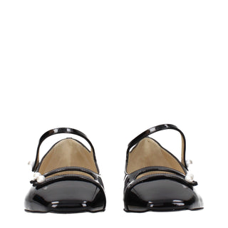 Black Leather Ballet Flats