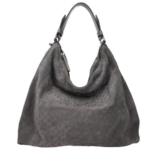 Gray Leather Shoulder Bag