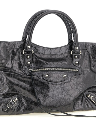 Silver Lamb Leather Handbag