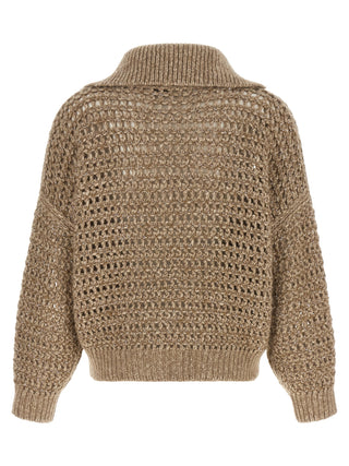 Beige Elastane Cardigan