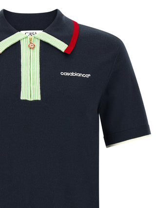 Blue Wool Polo Shirt