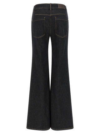 Blue Cotton Flared Jeans
