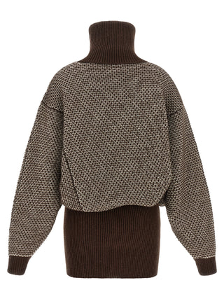 Brown Wool Short Dress