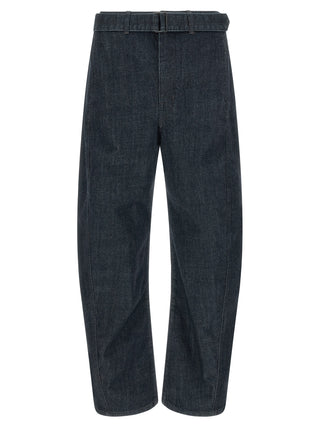 Blue Cotton Tapered Jeans