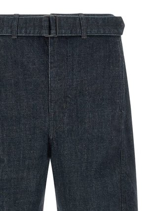Blue Cotton Tapered Jeans