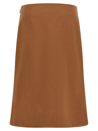 Brown Linen Midi Skirt