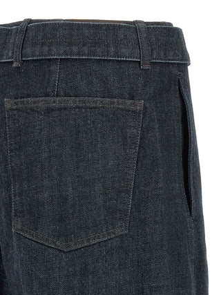 Blue Cotton Tapered Jeans
