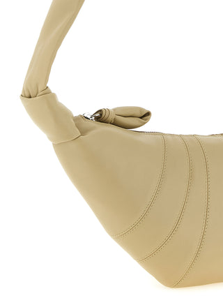 Beige Lamb Leather Shoulder Bag