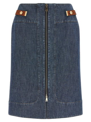 Blue Cotton Midi Skirt