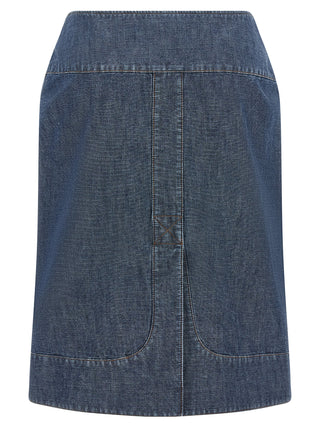 Blue Cotton Midi Skirt