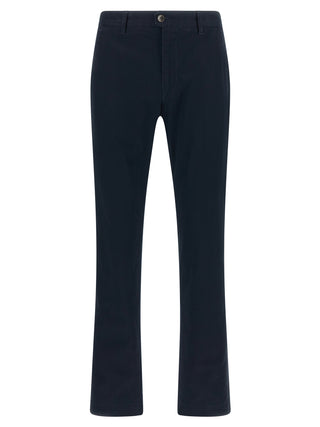 Blue Cotton Casual Pants