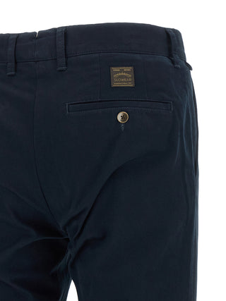 Blue Cotton Casual Pants