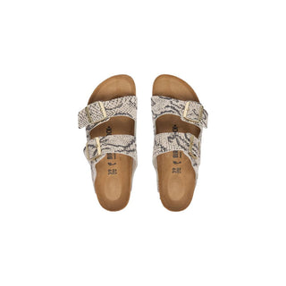 Gray Leather Flat Sandals