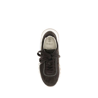 Brown Suede Leather Low Top Sneakers