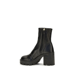 Black Calf Leather Bos Taurus Ankle Boots