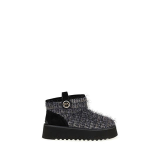 Black Fabric Ankle Boots
