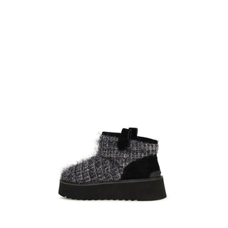 Black Fabric Ankle Boots