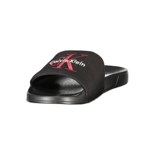 Black Polyester Men's Slipper