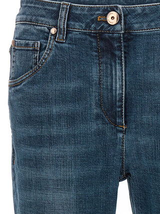 Blue Cotton Straight-Leg Jeans