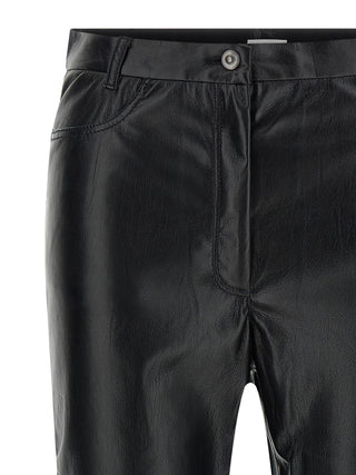 Black Polyester Casual Pants