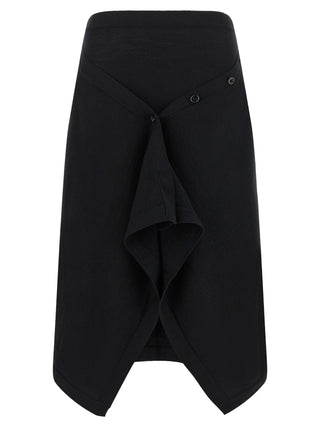 Black Wool Midi Skirt
