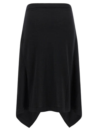 Black Wool Midi Skirt