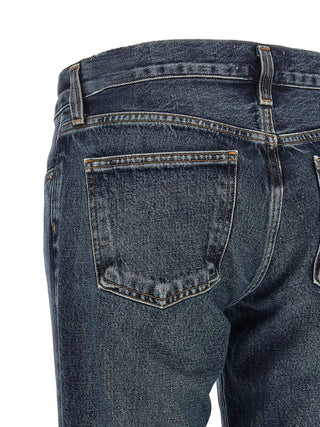 Blue Cotton Bootcut Jeans