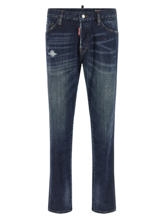 Blue Cotton Straight-Leg Jeans