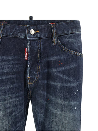 Blue Cotton Straight-Leg Jeans