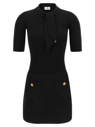 Black Viscose Short Dress