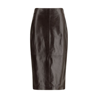 Brown Leather Long Skirt
