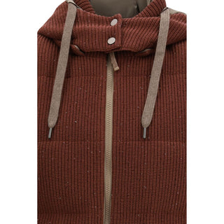 Brown Cotton Sleeveless Jacket