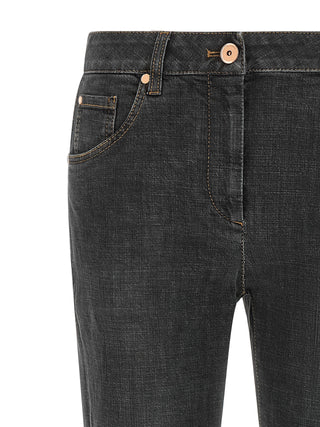 Gray Cotton Slim Fit Jeans