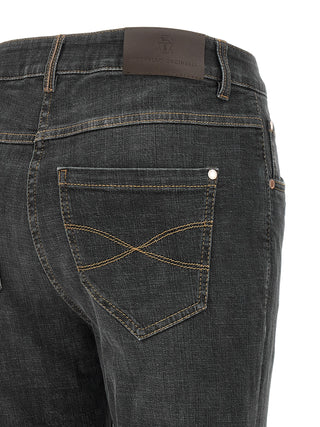 Gray Cotton Slim Fit Jeans