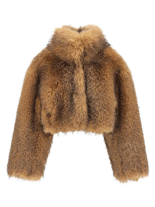 Beige Polyester Full-Length Jacket