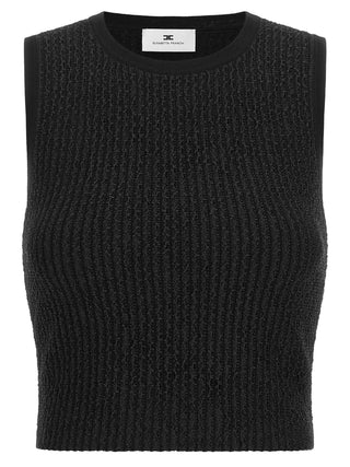 Black Viscose Sleeveles T-Shirt