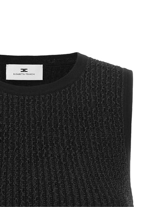 Black Viscose Sleeveles T-Shirt