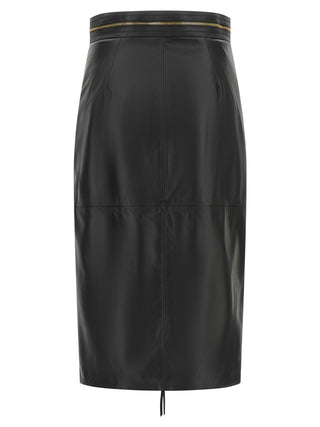 Black Lambskin Midi Skirt