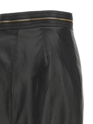 Black Lambskin Midi Skirt