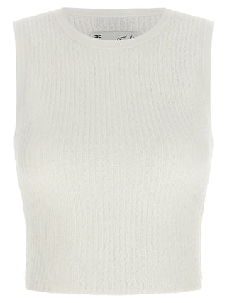 White Viscose Sleeveles T-Shirt