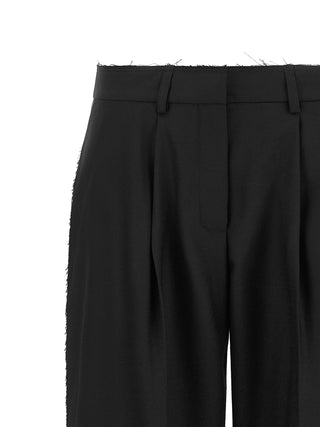 Black Wool Cropped Pants