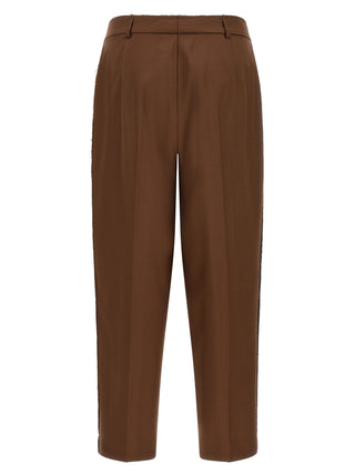 Beige Wool Casual Pants