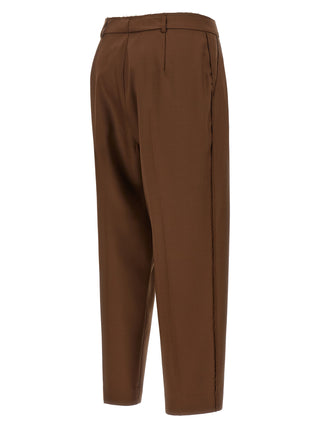 Beige Wool Casual Pants