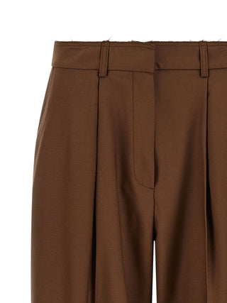Beige Wool Casual Pants