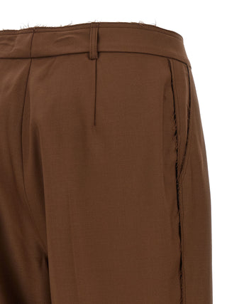 Beige Wool Casual Pants
