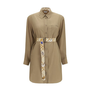 Beige Silk Casual Dress