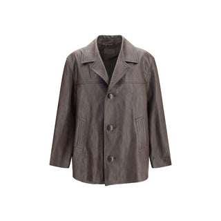 Black Wool Oves Aries Leather Jacket