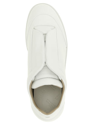 White Calfskin Low Top Sneakers